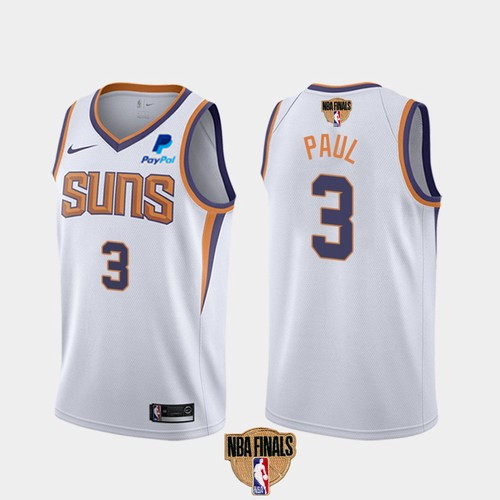 Men's Phoenix Suns #3 Chris Paul 2021 White NBA Finals Association Edition Stitched Jersey